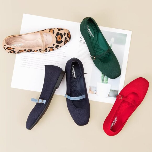 Frank Mully Mary Jane Women Blue Mesh Slip on Square-Toe Ankle Strap Flat Shoes - Picture 7 of 7